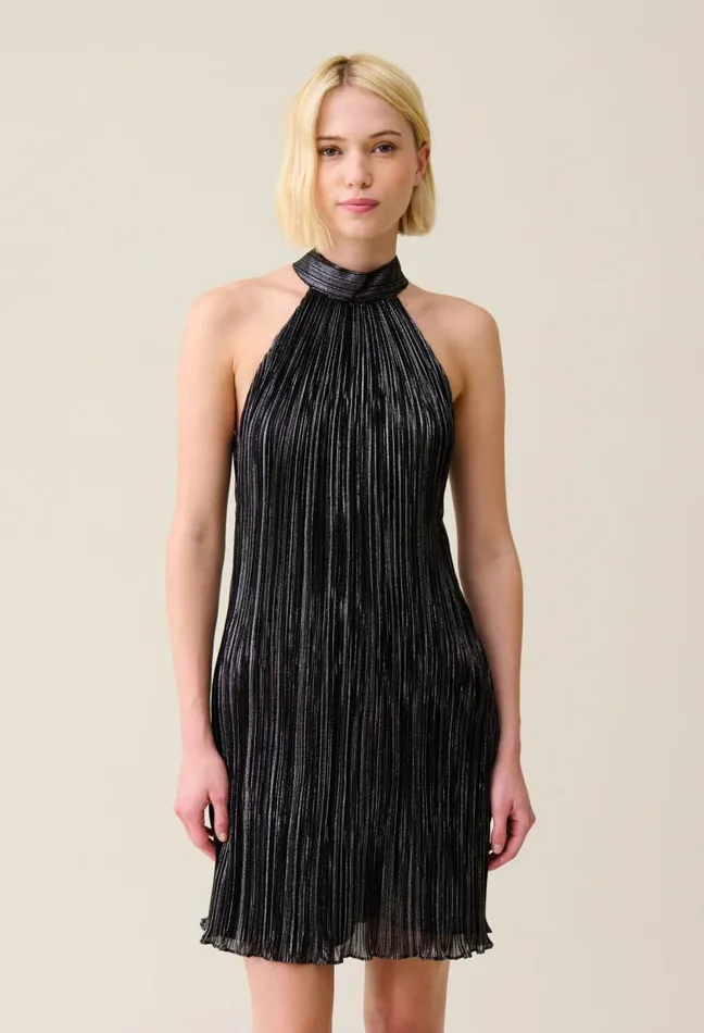 Claudie Pierlot Silver Pleated Mini Dress Clothes Dresses
