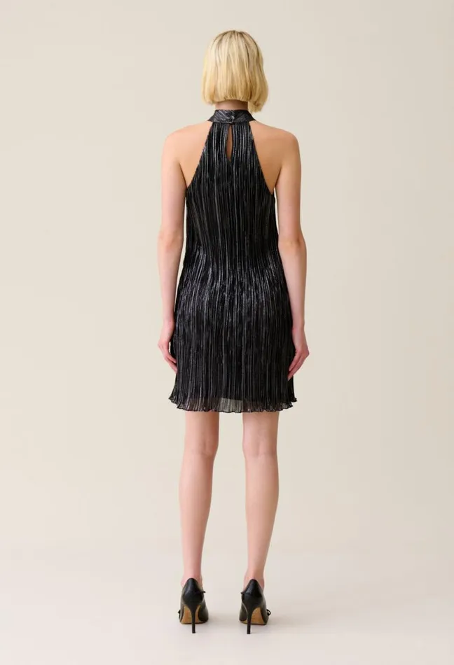 Claudie Pierlot Silver Pleated Mini Dress Clothes Dresses