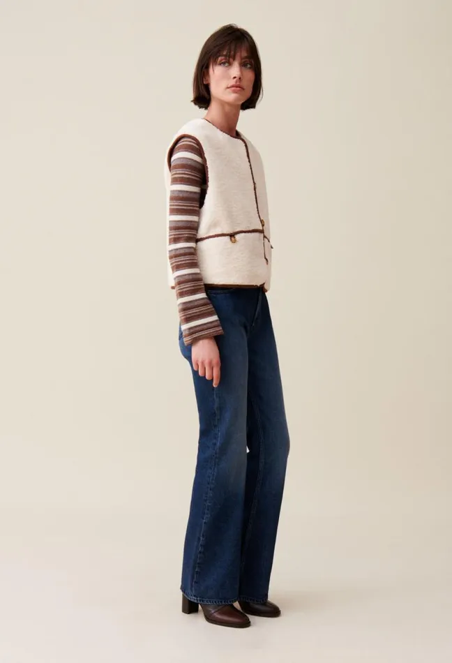 Claudie Pierlot Sleeveless Faux Fur Jacket Clothes Knitwear And Cardigans