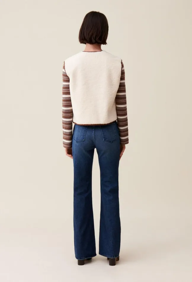 Claudie Pierlot Sleeveless Faux Fur Jacket Clothes Knitwear And Cardigans