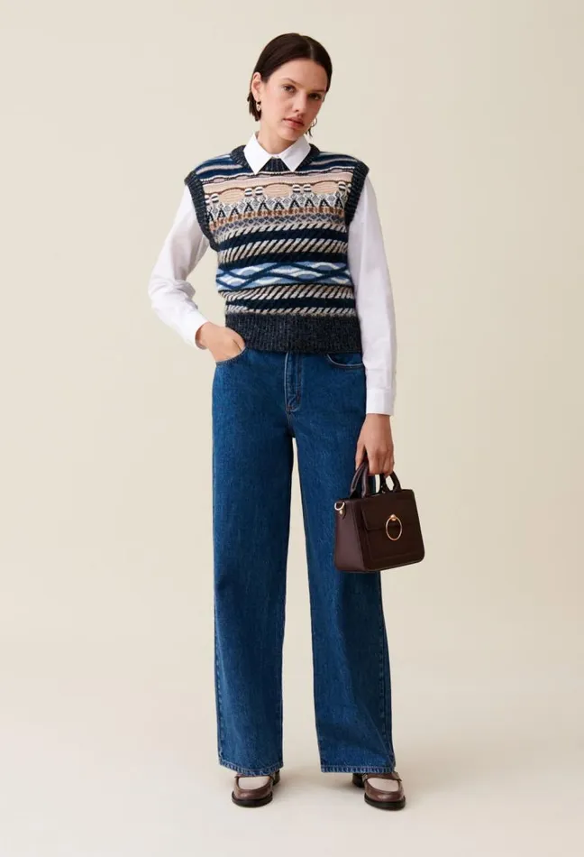 Claudie Pierlot Sleeveless Patterned Striped Jumper Clothes Knitwear And Cardigans