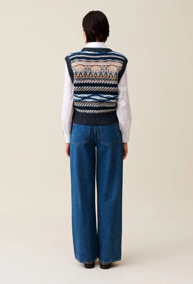 Claudie Pierlot Sleeveless Patterned Striped Jumper Clothes Knitwear And Cardigans