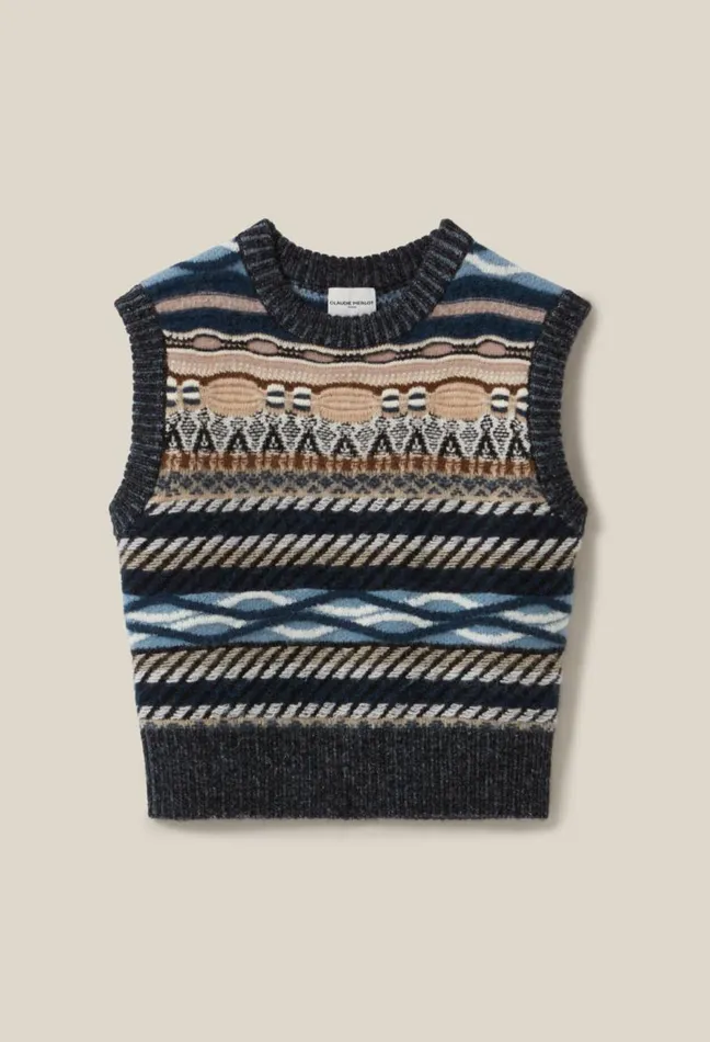 Claudie Pierlot Sleeveless Patterned Striped Jumper Clothes Knitwear And Cardigans