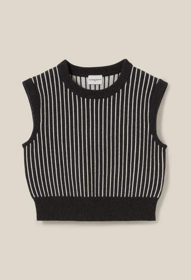 Claudie Pierlot Sleeveless Striped Knit Top Clothes Knitwear And Cardigans