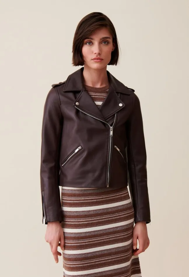 Claudie Pierlot Smooth Leather Jacket Clothes Jackets