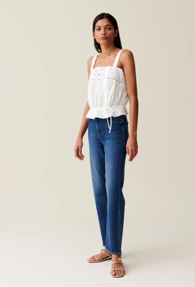 Claudie Pierlot Squareneck Embroidered Ecru Top Clothes Tops And Shirts