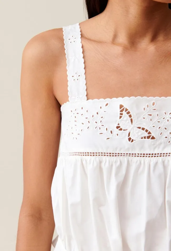 Claudie Pierlot Squareneck Embroidered Ecru Top Clothes Tops And Shirts