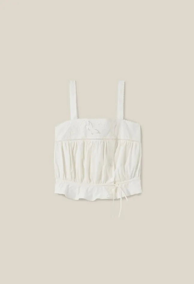 Claudie Pierlot Squareneck Embroidered Ecru Top Clothes Tops And Shirts