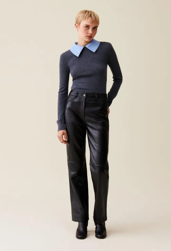 Claudie Pierlot Straight Leather Trousers Clothes Jeans And Trousers