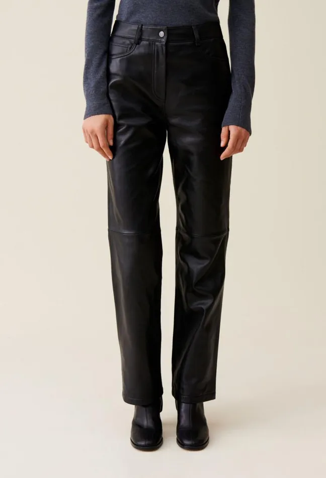 Claudie Pierlot Straight Leather Trousers Clothes Jeans And Trousers