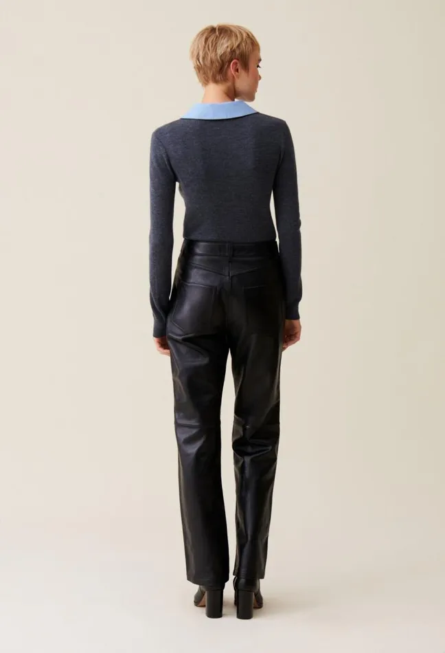 Claudie Pierlot Straight Leather Trousers Clothes Jeans And Trousers