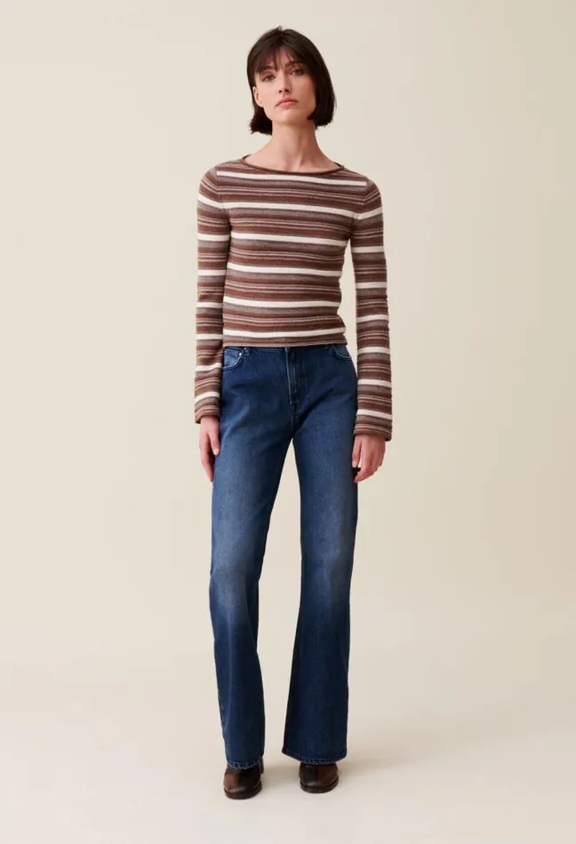 Claudie Pierlot Striped Flared Sleeve Jumper Clothes Knitwear And Cardigans