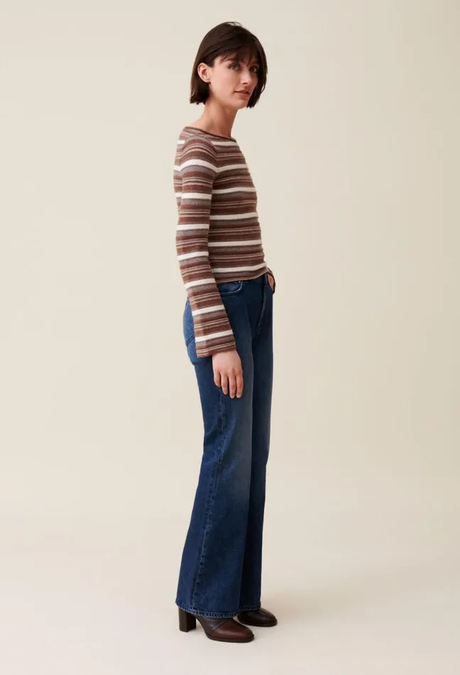 Claudie Pierlot Striped Flared Sleeve Jumper Clothes Knitwear And Cardigans