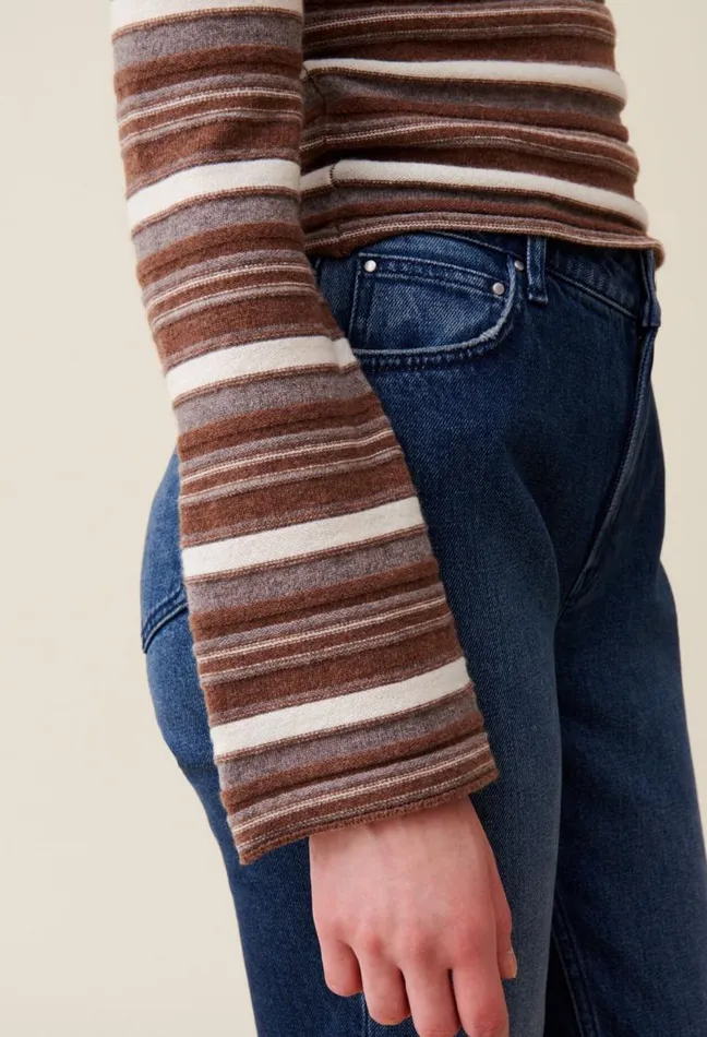Claudie Pierlot Striped Flared Sleeve Jumper Clothes Knitwear And Cardigans