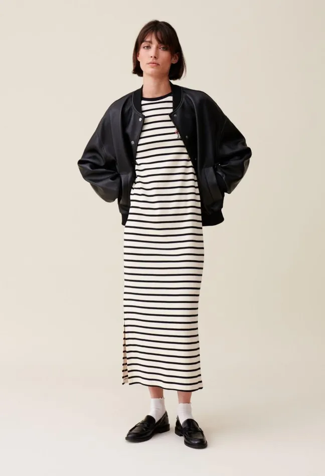 Claudie Pierlot Striped Midi Jean Dress Clothes Dresses