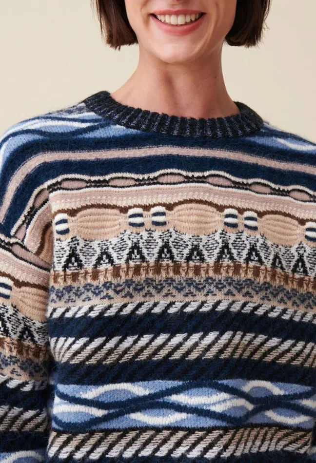 Claudie Pierlot Striped Patterned Short Jumper Clothes Knitwear And Cardigans