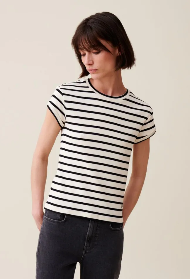 Claudie Pierlot Striped Short Sleeve Tshirt Clothes Tshirts