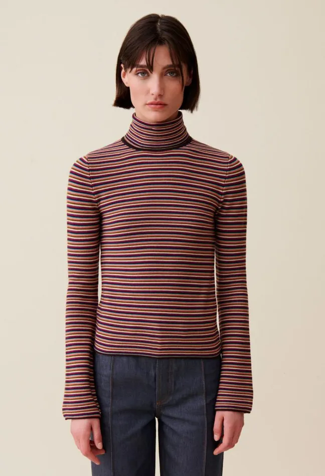 Claudie Pierlot Striped Turtleneck Jumper Clothes Knitwear And Cardigans