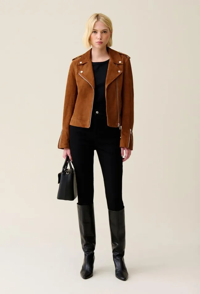 Claudie Pierlot Suede Leather Biker Jacket Clothes Jackets