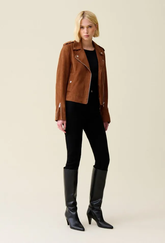 Claudie Pierlot Suede Leather Biker Jacket Clothes Jackets