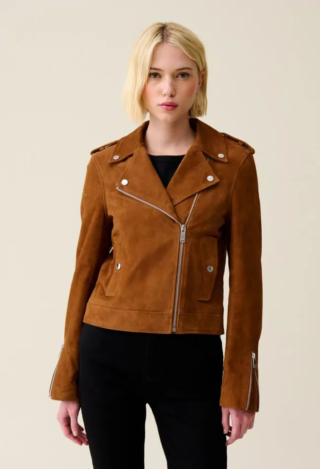 Claudie Pierlot Suede Leather Biker Jacket Clothes Jackets