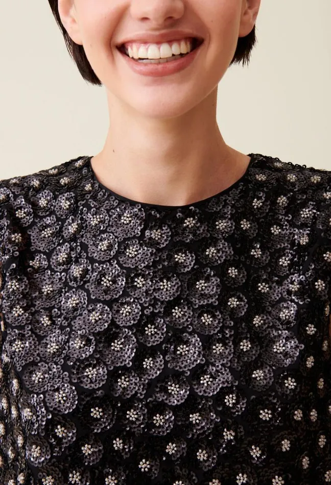 Claudie Pierlot Top Embroidered Sequins Open Back Clothes Tops And Shirts