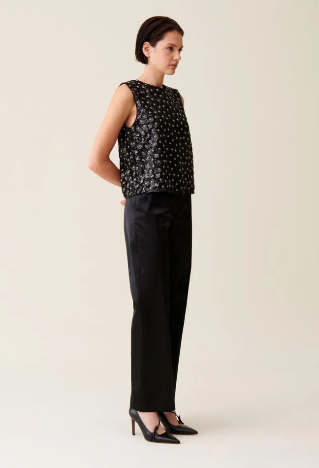 Claudie Pierlot Top Embroidered Sequins Open Back Clothes Tops And Shirts
