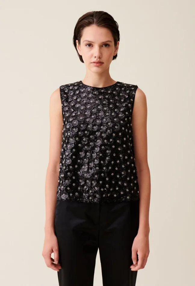 Claudie Pierlot Top Embroidered Sequins Open Back Clothes Tops And Shirts