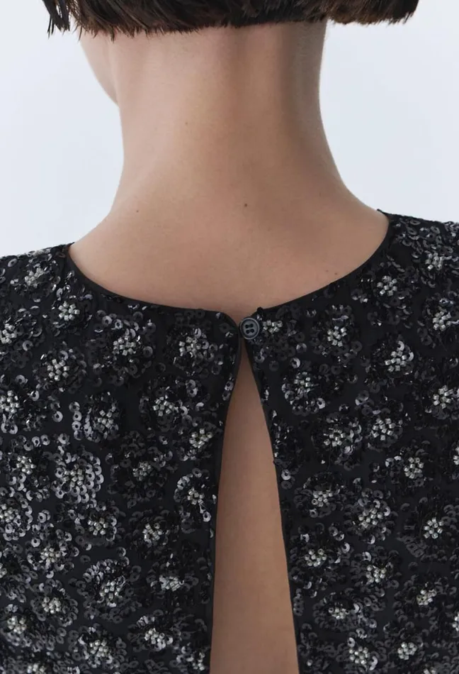 Claudie Pierlot Top Embroidered Sequins Open Back Clothes Tops And Shirts