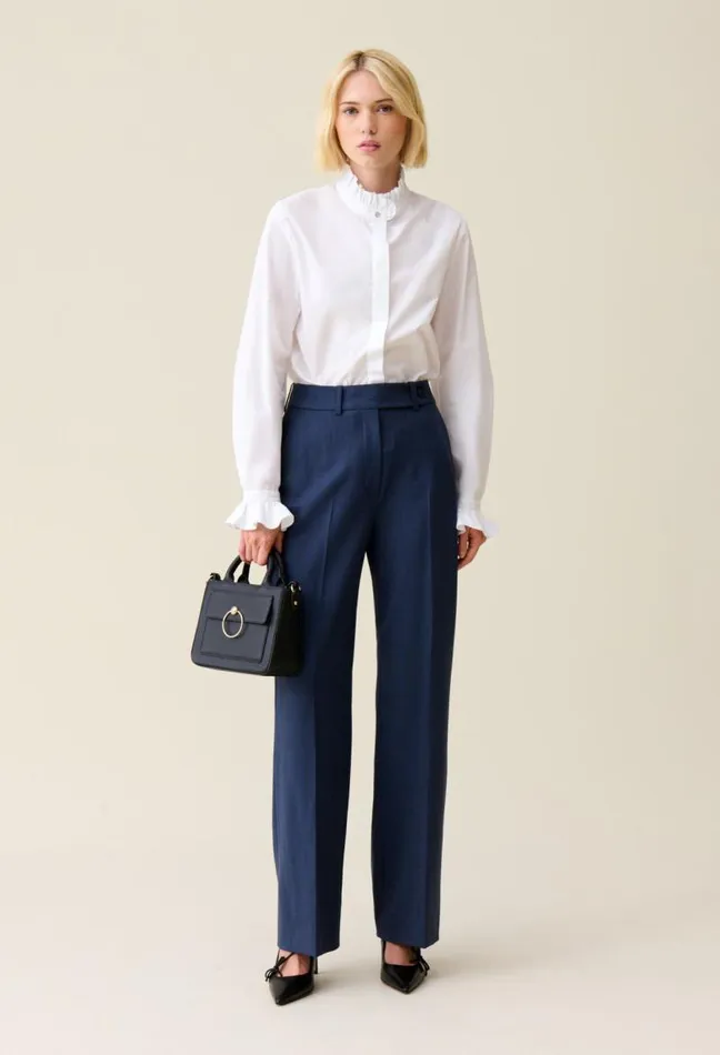 Claudie Pierlot White Shirt With Ruffled Collar Clothes Tops And Shirts