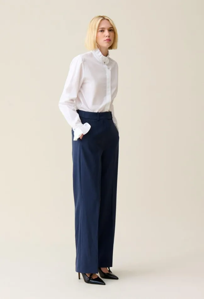 Claudie Pierlot White Shirt With Ruffled Collar Clothes Tops And Shirts