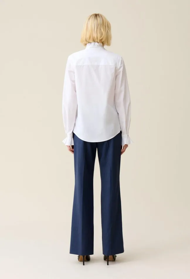 Claudie Pierlot White Shirt With Ruffled Collar Clothes Tops And Shirts