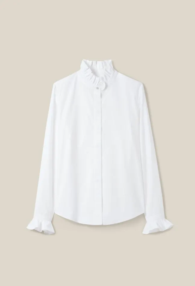 Claudie Pierlot White Shirt With Ruffled Collar Clothes Tops And Shirts