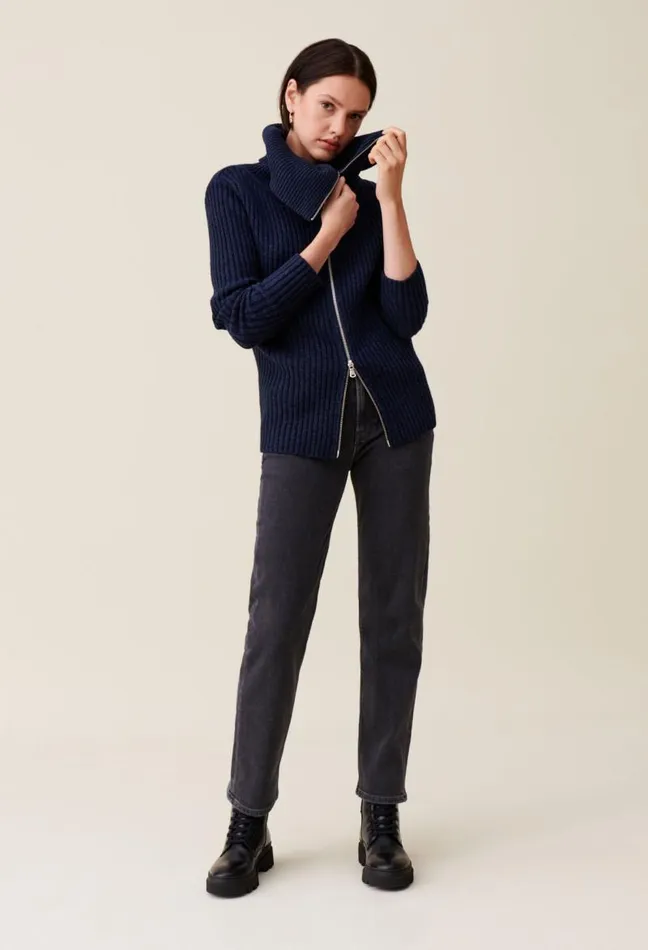 Claudie Pierlot Zipneck Knitted Jumper Clothes Knitwear And Cardigans