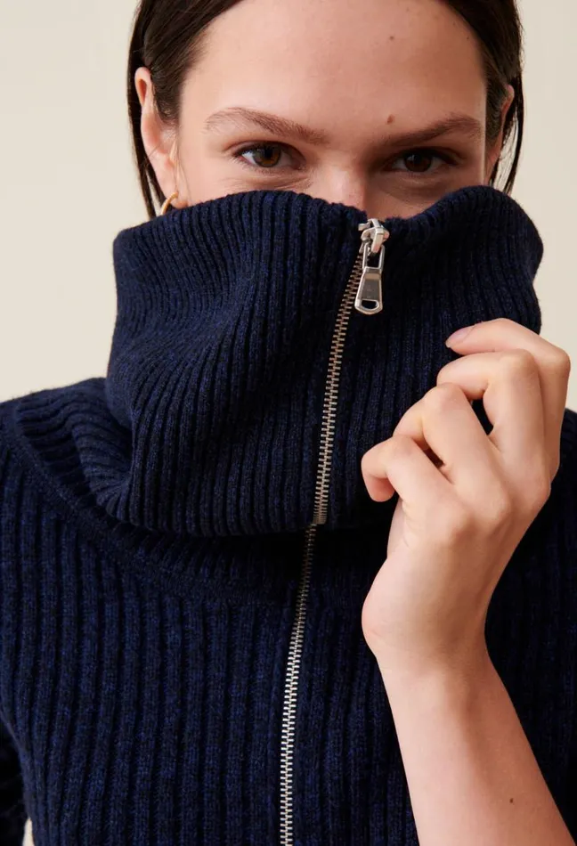 Claudie Pierlot Zipneck Knitted Jumper Clothes Knitwear And Cardigans