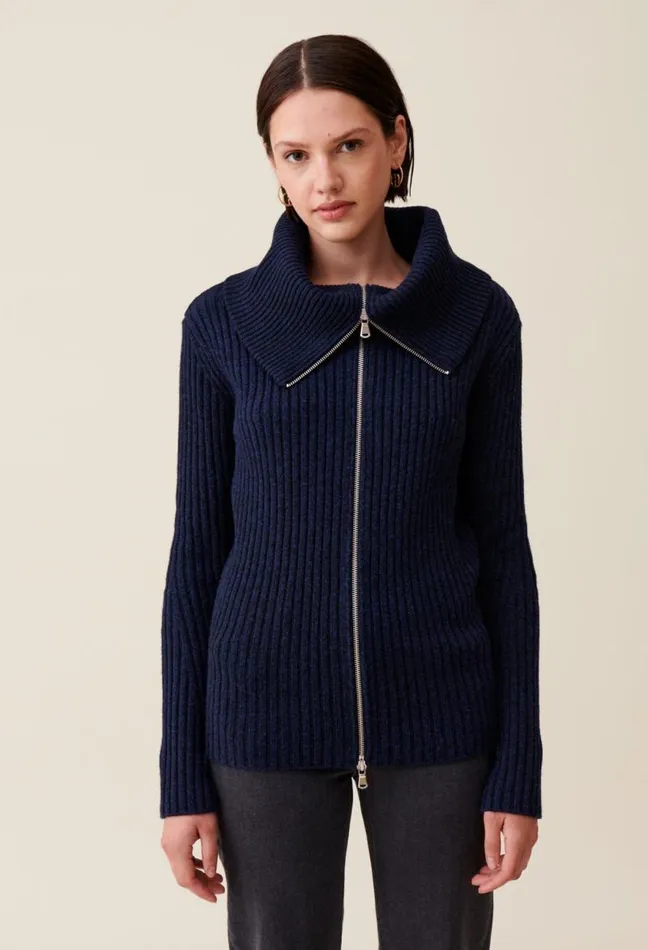 Claudie Pierlot Zipneck Knitted Jumper Clothes Knitwear And Cardigans