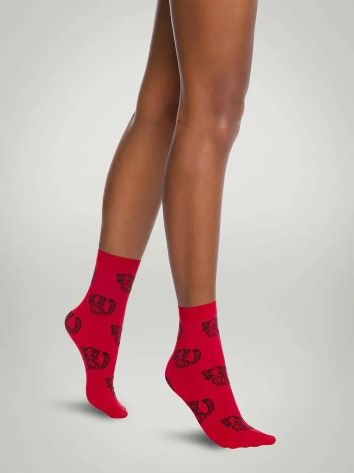 CNY Tiger Socks Chinese Redblack Women Wolford Socks