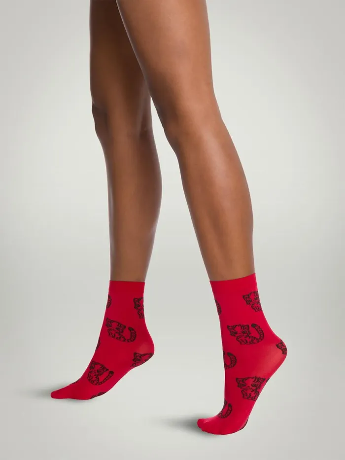 CNY Tiger Socks Chinese Redblack Women Wolford Socks