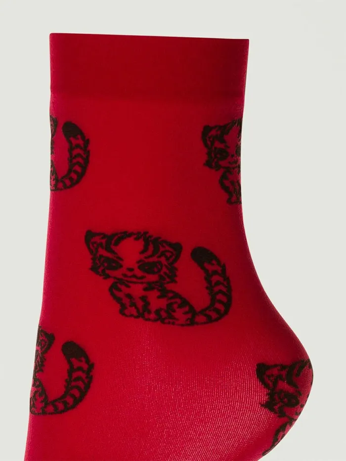 CNY Tiger Socks Chinese Redblack Women Wolford Socks
