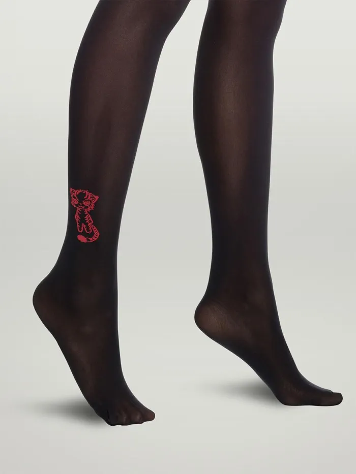 CNY Tiger Tights Blackred Women Wolford Tights
