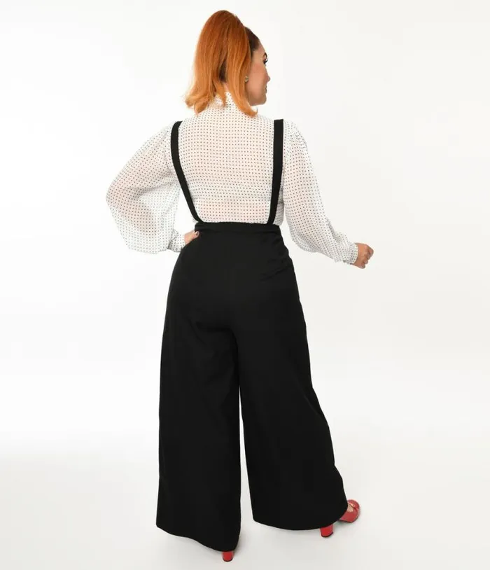 Collectif 1940s Black Glynda Suspender Pants Clothing Unique Vintage Pants