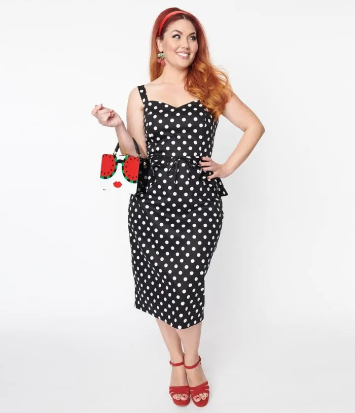 Collectif Black and White Polka Dot Lilla Pencil Dress DressesPlus Unique Vintage Pencil Collectif Black and White Polka Dot Lilla Pencil Dress DressesPlus Unique Vintage Pencil