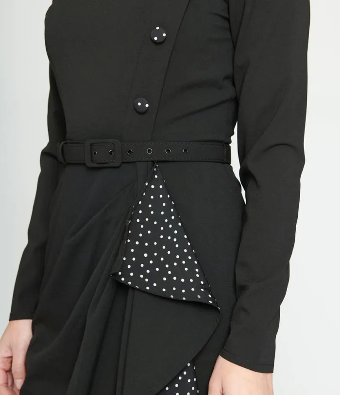 Collectif Black and White Polka Dots Anika Pencil Dress Dresses Unique Vintage Pencil