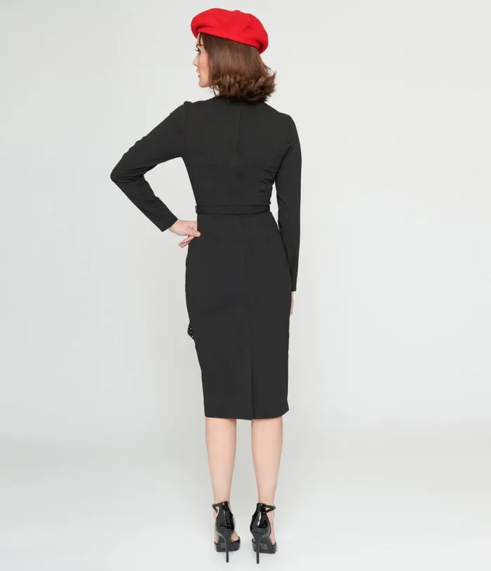 Collectif Black and White Polka Dots Anika Pencil Dress Dresses Unique Vintage Pencil