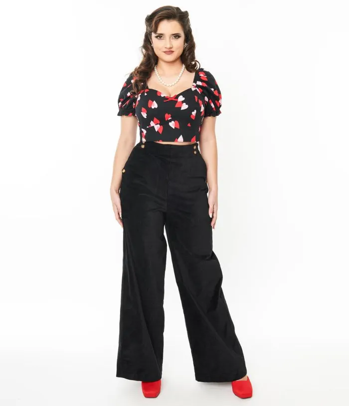 Collectif Black Jilka Corduroy Trousers Clothing Unique Vintage Pants