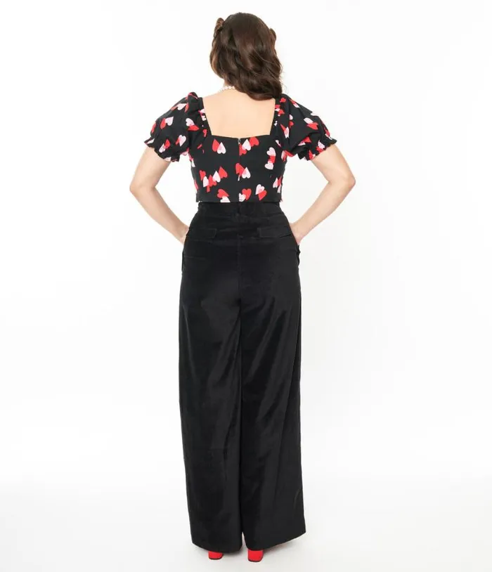 Collectif Black Jilka Corduroy Trousers Clothing Unique Vintage Pants