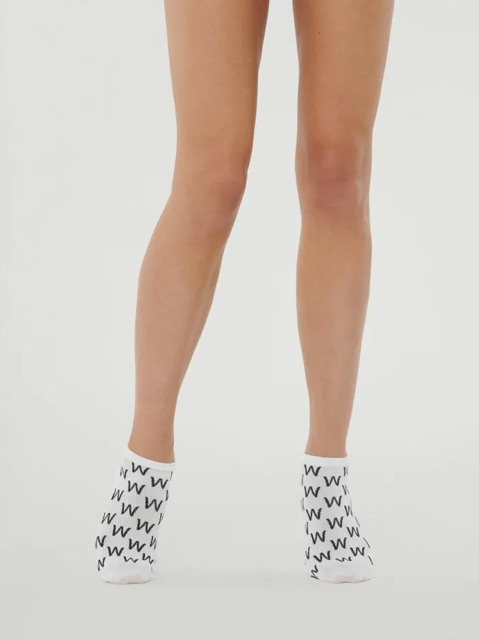 Cotton W Sneaker Socks Whiteblack Women Wolford Socks