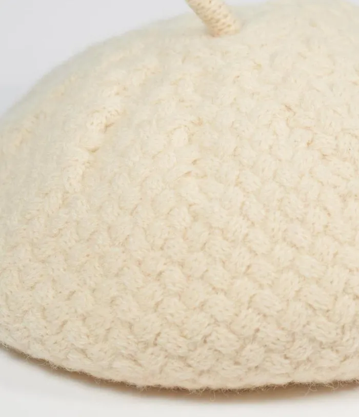 Cream Basketweave Adieu Beret Accessories Unique Vintage Berets