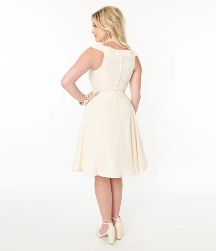Cream Bridal Swing Dress Dresses Unique Vintage Pocket Dresses