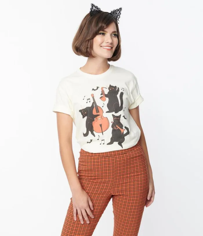 Cream Jazz Cats Unisex Graphic Tee ClothingHalloween Unique Vintage Graphic Tees Cream Jazz Cats Unisex Graphic Tee ClothingHalloween Unique Vintage Graphic Tees